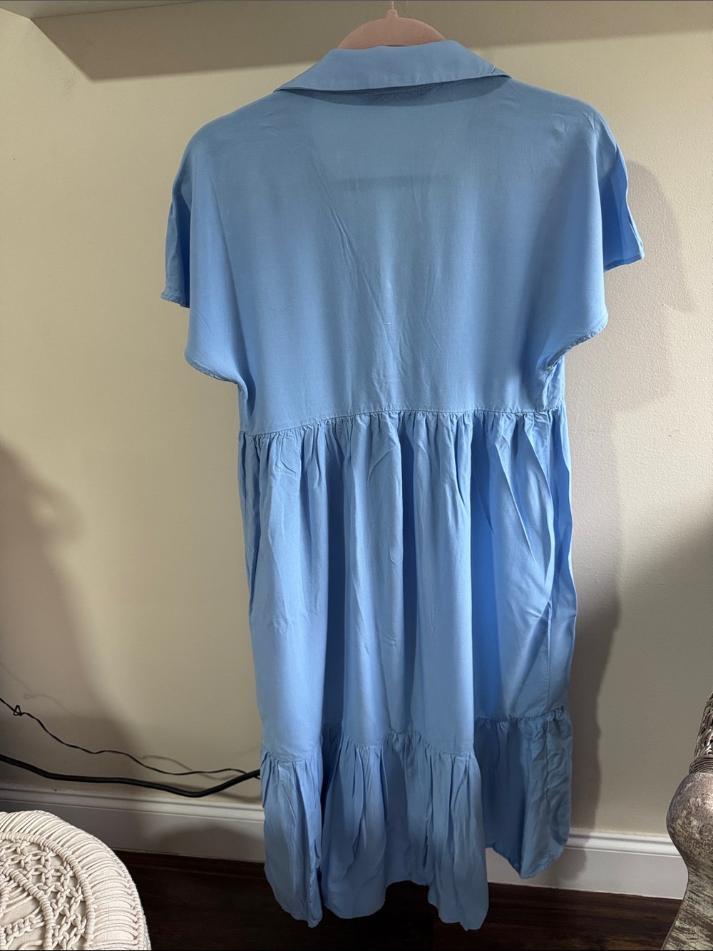 Zara light blue tiered button front dress size S - Picture 3 of 4